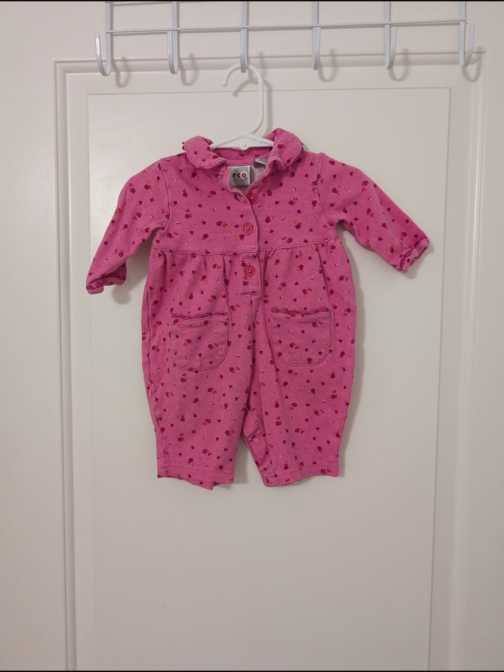 Vintage‎ Circo Pink Floral Collared Romper Baby Girls 6M Cotton